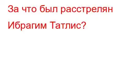 За что был расстрелян Ибрагим Татлис?